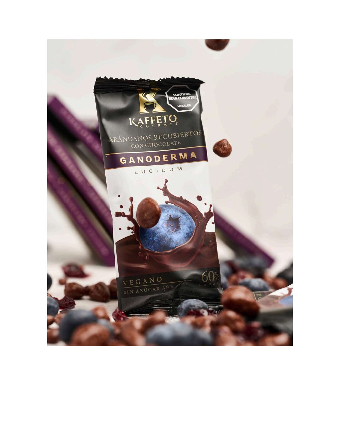 SNACKS ARANDANOS RECUBIERTOS DE CHOCOLATE Y GANODERMA  25 gr